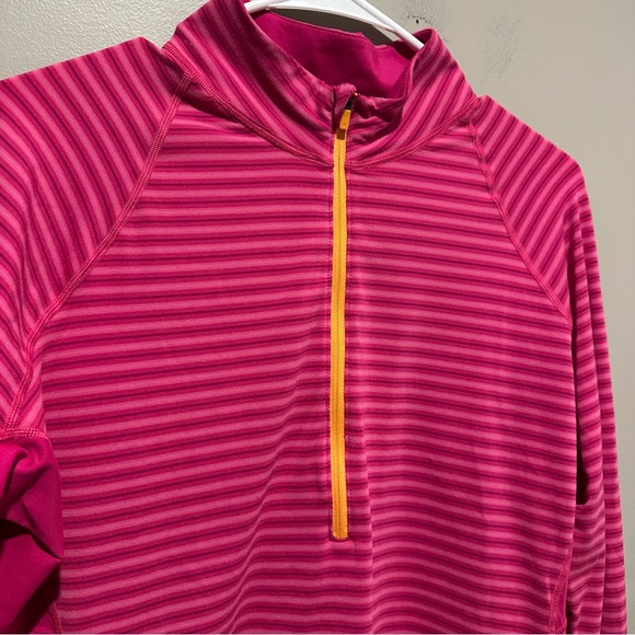 Mountain Hardwear Pullover Jacket Womens XL 1/4 Zip Pink Stripe Jogging Running - Picture 2 of 10